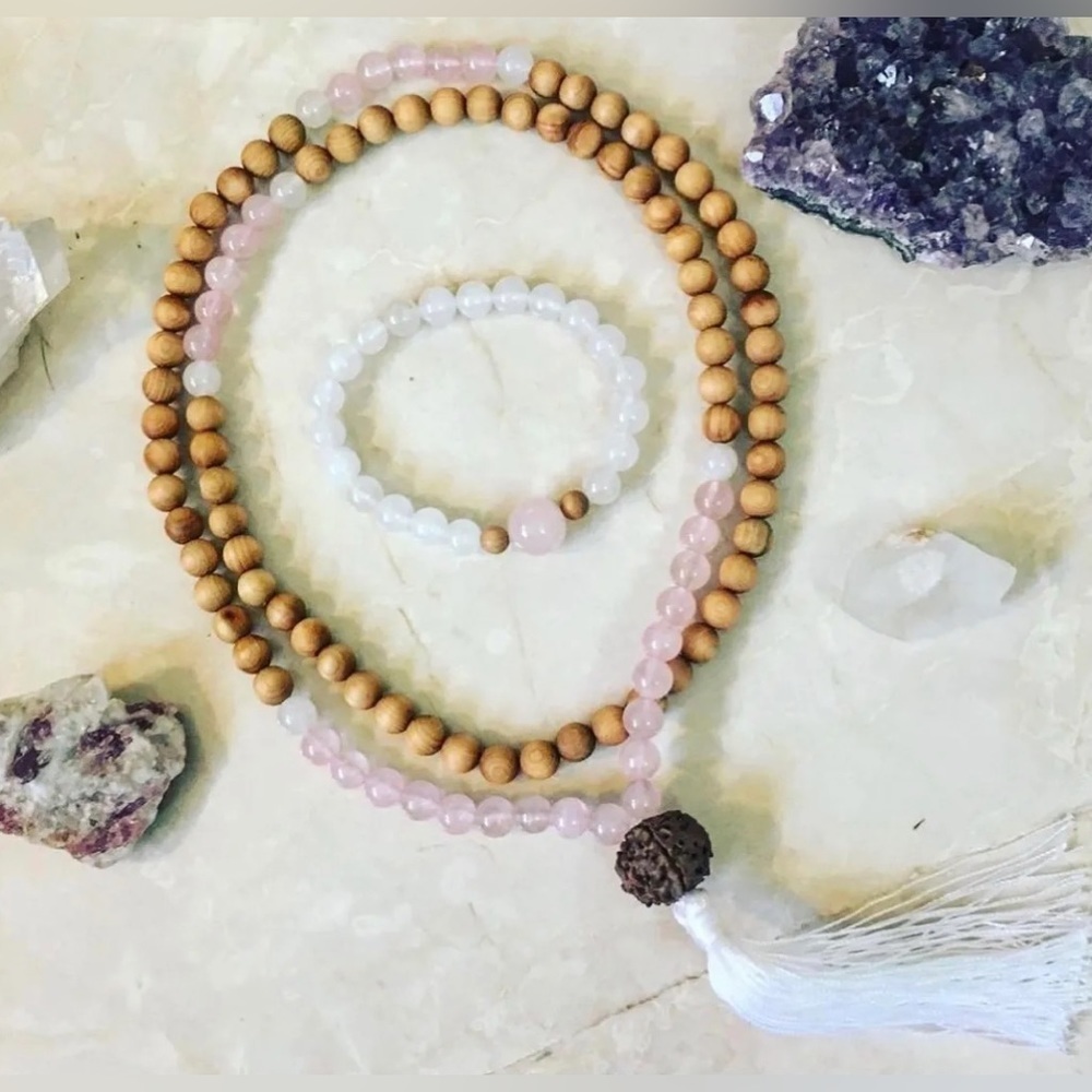 Rose Quartz & Jade Mala